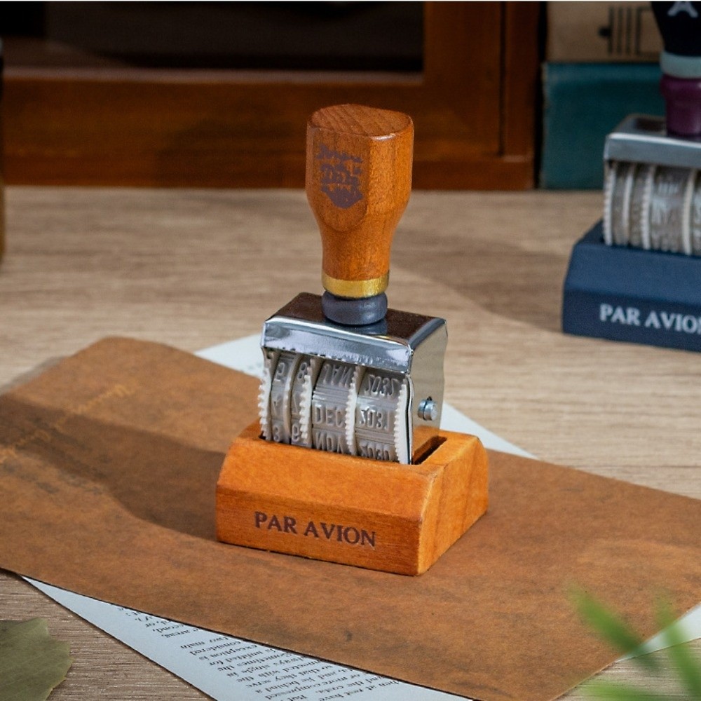 Rouleau en bois rétro, sceau d - Rubber Date Stamp avis et prix