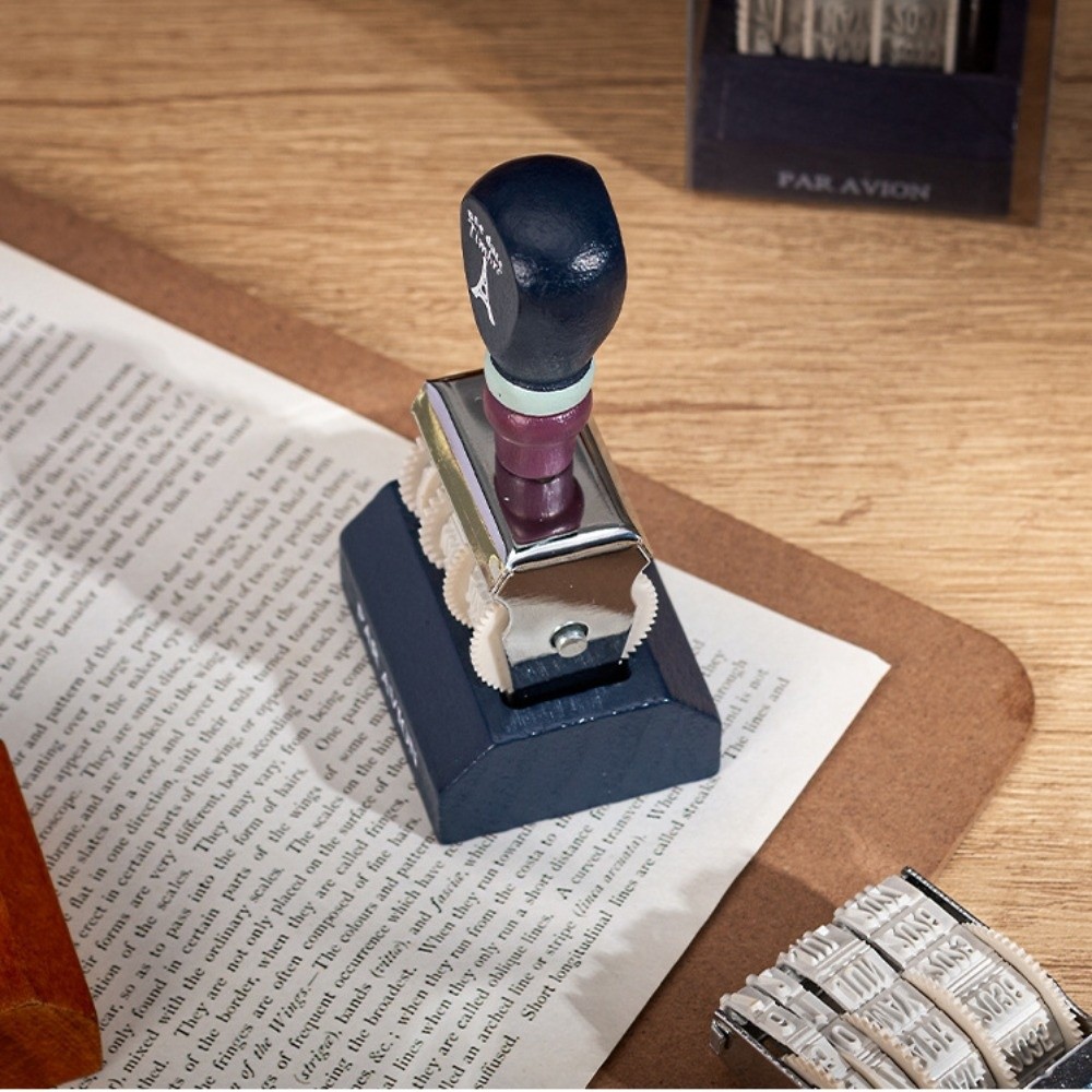 Rouleau en bois rétro, sceau d - Rubber Date Stamp avis et prix